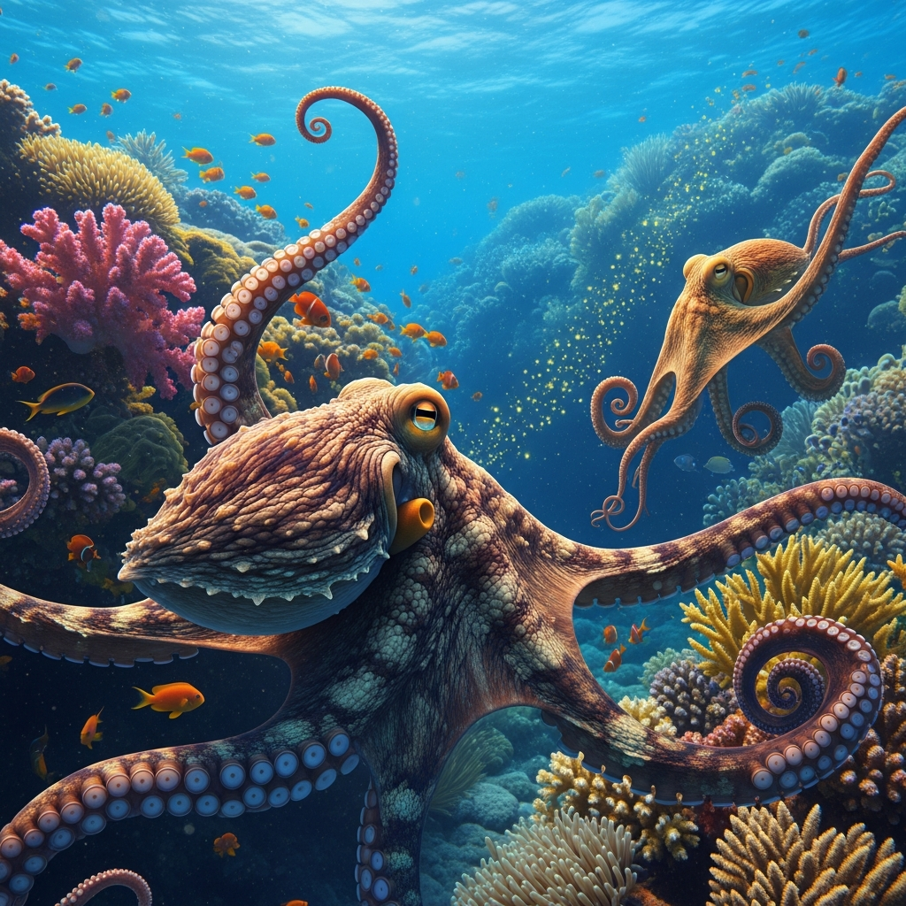 Männliche Octopusse: Geleitet durch weibliche Hormone beim Paaren